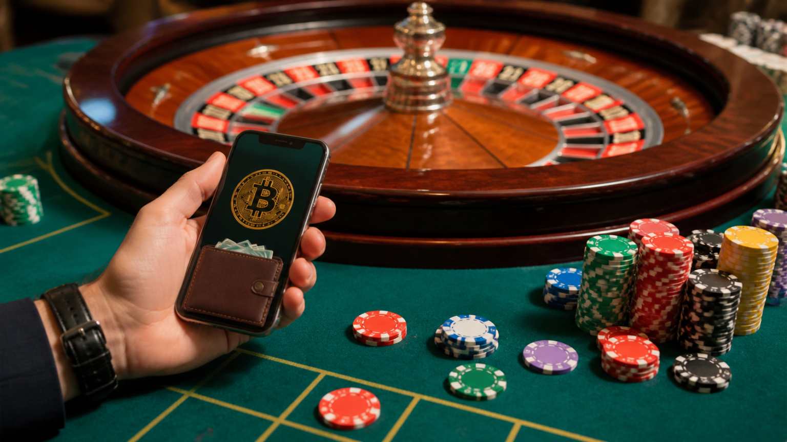 Crypto Casino Singapore: What Players Should Consider Casino roulette table with a crypto wallet on a phone